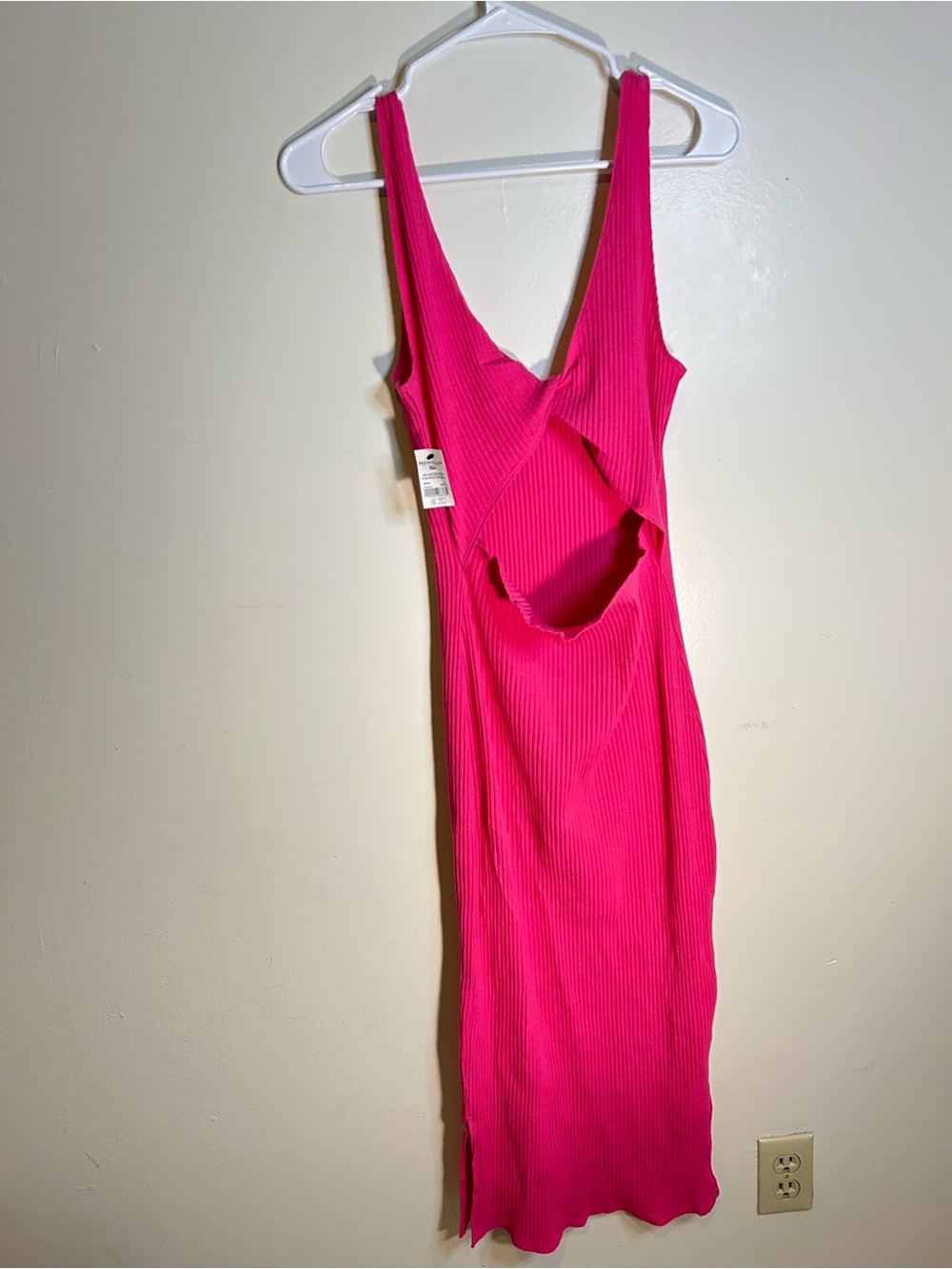 HONOLUA Pink Ribbed Cutout Wide Strap Women's Cover Up Dress Size M/10